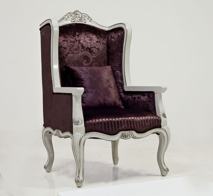 Le Roi Throne Chair 75kg de Sofa Chair Vintage Antique Silver de lobby d'hôtel de fibre de verre de tissu