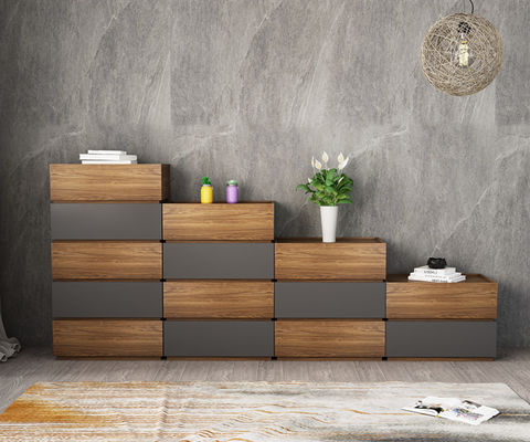 Grey Wood Storage Cabinets Chest des meubles en bois de mélamine de salon de tiroir