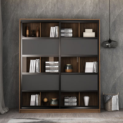 Bibliothèque en bois solide avec la porte en verre