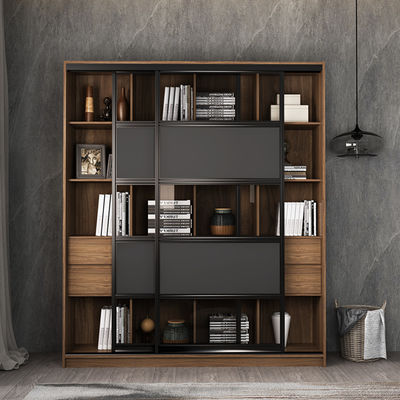 Bibliothèque en bois solide avec la porte en verre