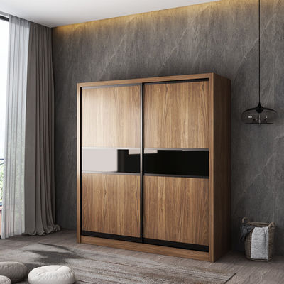 Garde-robe en bois de cabinet de mur de chambre à coucher de meubles de mélamine en stratifié de forces de défense principale avec les portes coulissantes