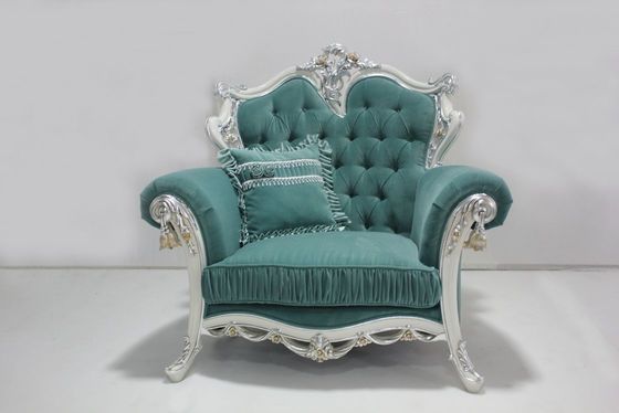 Velours orné par OEM cyan Sofa Set Living Room classique en bois sectionnel 2 Seat