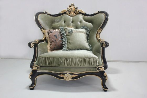 Velours orné par OEM cyan Sofa Set Living Room classique en bois sectionnel 2 Seat