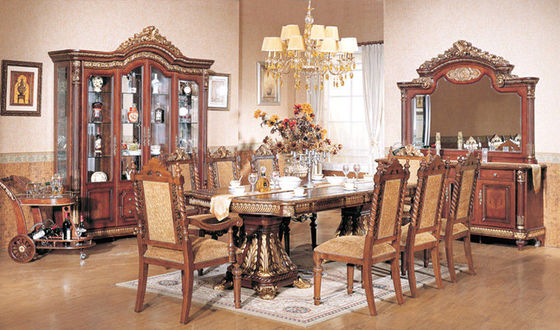 La salle à manger en bois de luxe de combinaison de Xinyu place l'ensemble européen 6 Seaters de table de salle à manger