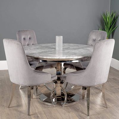 120cm Round White Marble Top Dinning Table With SS Base